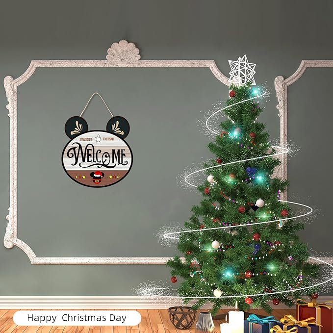 15.7'' Cute Mouse Seasonal Interchangeable Home Sign for Front Porch,18pcs Interchangeable Hanging Vertical Welcome Door Sign for Farmhouse/Wall/Porch Decor and Housewarming Gift
