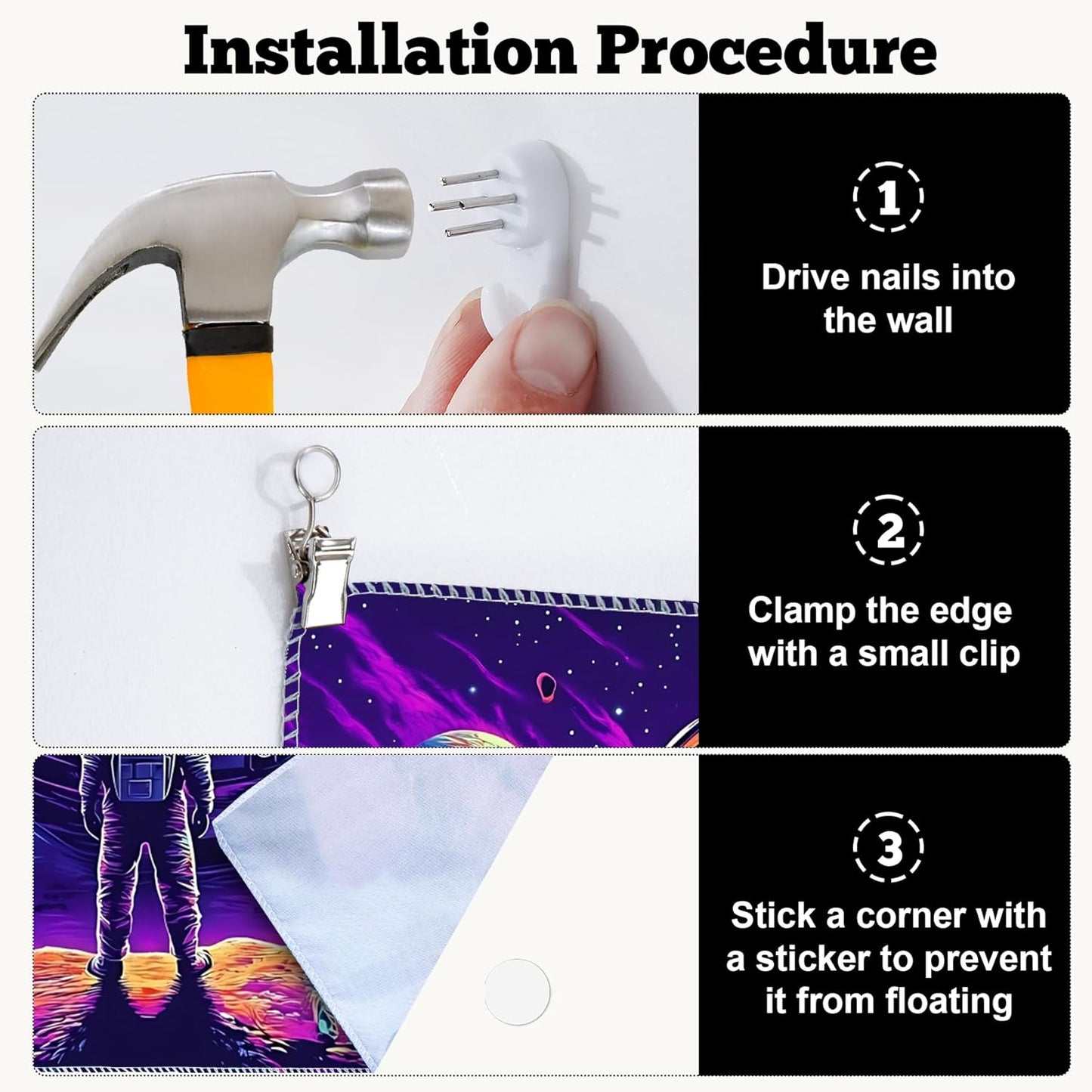 BVBOX Astronaut Space Blacklight Tapestry 79"x59", UV Reactive Astronaut Universe Planet Glow in Dark Tapestries, Black Light Neon Upright Poster Wall Hanging Backdrop Decor for Bedroom Living Room