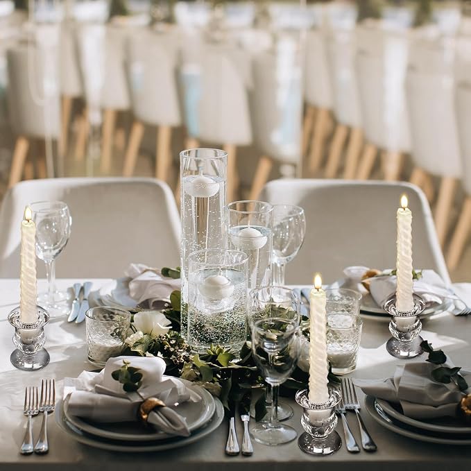 84 Pcs Clear Glass Candlestick Holders Taper Candle Holder Bulk 2.5 Inch Candle Stick Holder for Table Centerpiece Mantel Wedding Housewarming Gift Rustic Vintage Valentines Dinning Decoration (Clear)