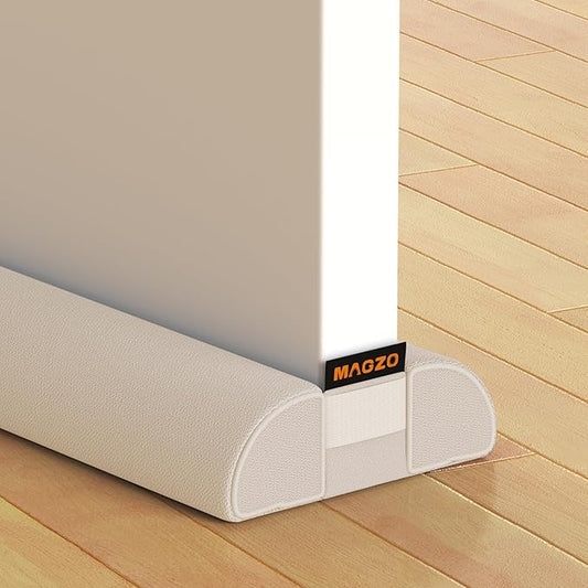 MAGZO Door Draft Stopper, 30 Inch Adjustable Under Door Gap Filler, Fits 26'' - 30'' Bottom Widths, Seals Gaps up to 1.7", Soundproof Sweep Blocks Air, Noise, Light, Dust- White