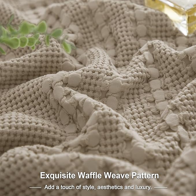 PHF 100% Cotton Waffle Pillow Shams Standard Size, 2 Pack 20" x 26" Soft Skin-Friendly Pillowcases, No Filling, Aesthetic Woven and Breathable Waffle Weave Pillow Case Covers for Bed, Simply Taupe