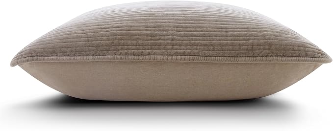 HiEnd Accents Stonewashed Velvet Quilted Euro Sham, 27x27 inch, Taupe Solid Color, Classic Traditional Rustic Style Luxury Bedding