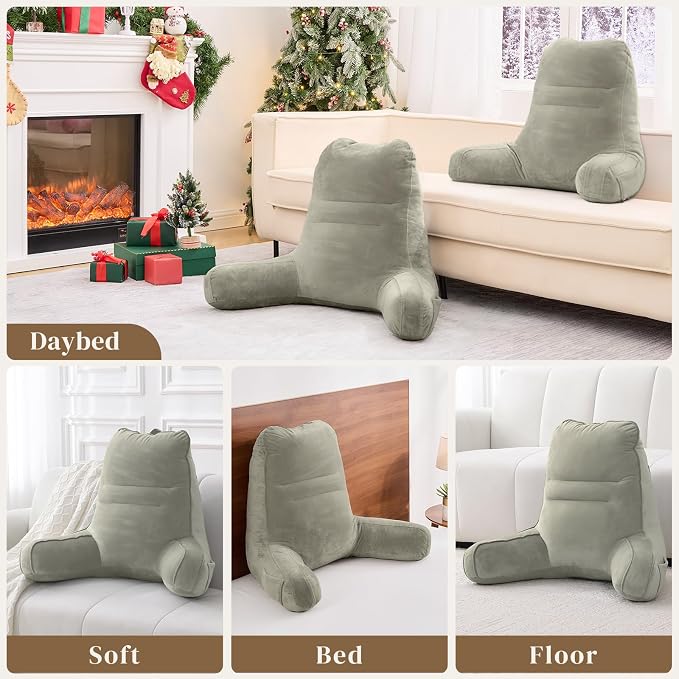 Sasttie Reading Pillow, Pillows for Reading or Relaxing – Ergonomic Support for Head, Neck, Back, and Lumbar, 23-Inch, Linen