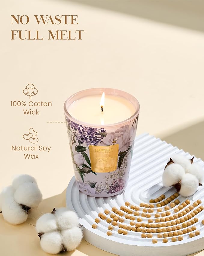 M&SENSE Lavender Glow Soy Candle, 14.1oz, Sleep Calming Candles | 60H Long Burn, Non-Toxic, Bathtub Spa Night, Bedroom, Sleep, Stress Relief, Relaxing Home Fragrance