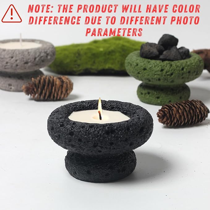 Cement Candle Container in Black, Stylish and Durable, Empty Cup for Wax Pouring and Aromatherapy, Perfect for Home Décor and Gifts, 3pc