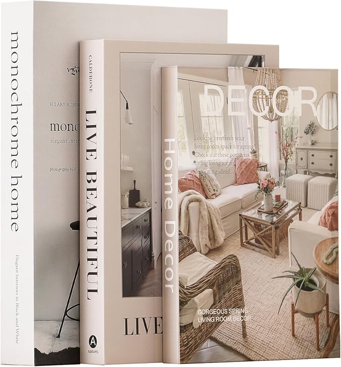 Set of 3 Decorative Books for Home Decor,Stylish Fake Books for Decoration, Aesthetic Decor Books Set for Coffee Table,Bookshelf,Mantel,Living Room,Hotel,Villa Decor,Storage Box for Photos
