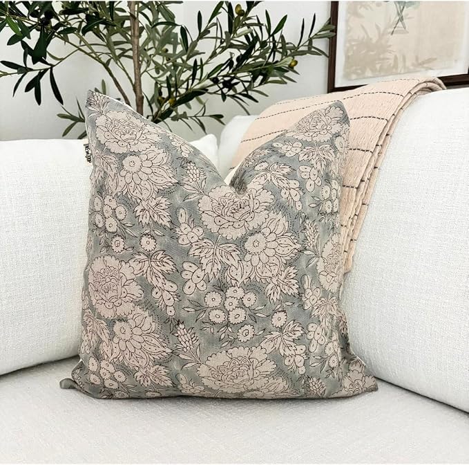Linen Throw Pillow Covers 20x20 inch Gray Decorative Pillow Covers for Living Room, Bedroom