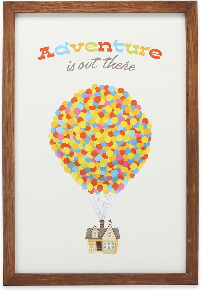Disney Pixar Up Adventure is Out There Framed Wood Wall Decor - Cute Up Movie Wall Art With Inspiring Quote