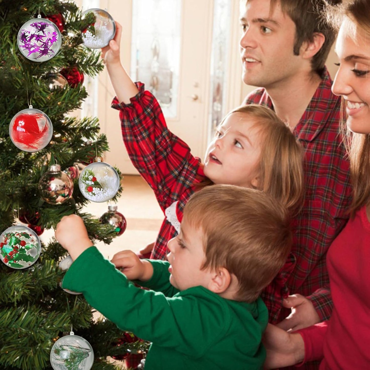 20PCS Christmas Ornaments,8CM Clear Plastic Ornaments Balls,Clear Christmas Ornaments for Crafts,Acrylic Fillable Christmas Tree Ornament Balls for DIY,Wedding,Party and Valentine's Day(L-8CM)