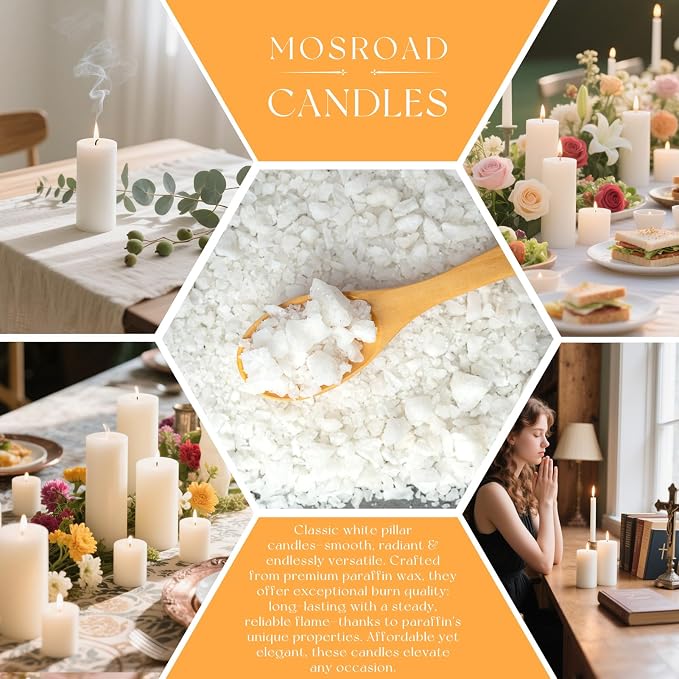 White Pillar Candles, 12 Packs Unscented Pillar Candle for Emergncy, Long-Lasting 360 Hours Burn Time Totally, Classic White Candles for Weddings, Centerpiece, Home Decor