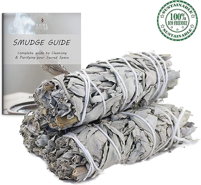 SOUL STICKS 9 Inch 6-Pack Organic California White Sage Smudge Sticks Bulk for Home Cleansing, Negative Energy Removal, Good Energy Meditation & Smudging Rituals | Pure Sage Bundles
