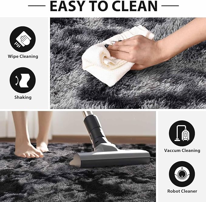 FinRèc Soft Grey Rugs for Bedroom Living Room, 3x5 Feet Fuzzy Shaggy Area Rug, Non-Slip Fluffy Furry Shag Rug for Nursery Kids Room Dorm Room Home Decor, Indoor Plush Floor Carpet