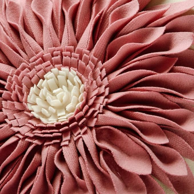 OiseauVoler 3D Sunflower Handmade Throw Pillow Covers Decorative Cushion Cases Pillowcases Home Couch Farmhouse Living Room Decor 18x18 Inch Pink