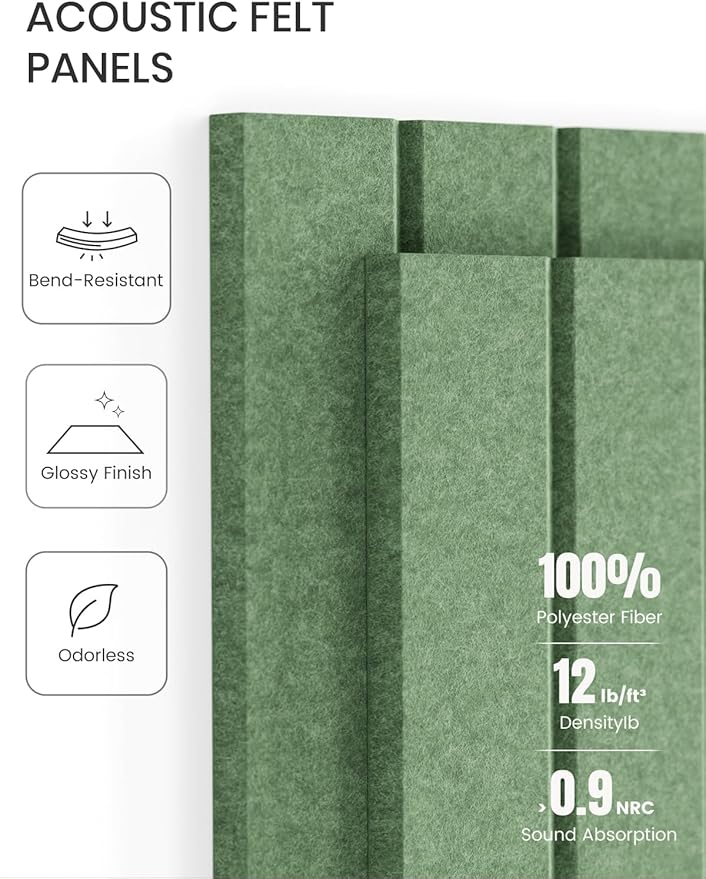 Large Felt Bulletin Board 36"x24" Cork Board Alternative - 6 Pack with 40 Safe Removable Adhesive Tabs, Cork Boards for Walls for Home Office Classroom Pin Board-Moss Green