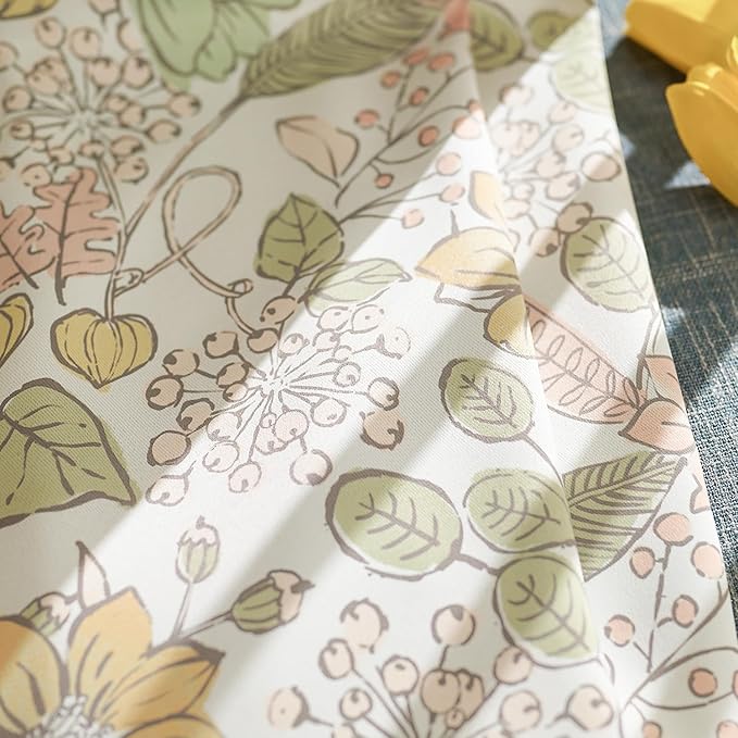 jinchan Nursery Curtains 95% Blackout Yellow Floral Curtains for Girls Room, 63 Inch Length Farmhouse Drapes for Bedroom Living Room Darkening Window Treatment Fall Decor Grommet Top Set of 2 Panels