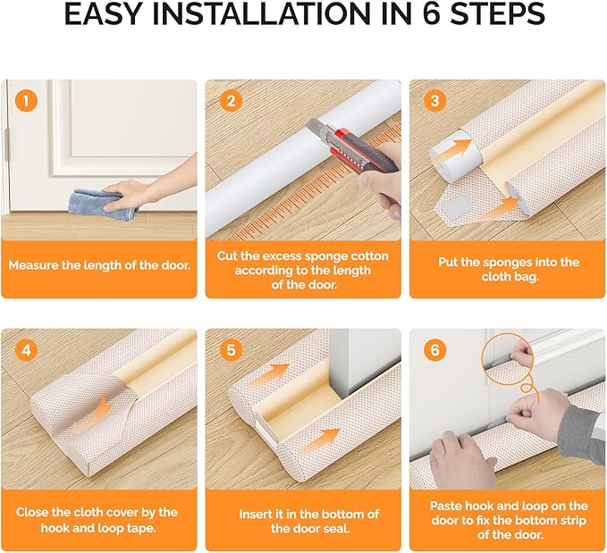 fowong Door Draft Stopper 30" to 36" Adjustable Draft Stopper for Bottom of Doors, Soundproofing Noise Blocker, Easy to Install, Light Pink