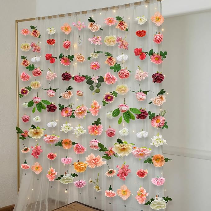 Suncalla 12 Pcs 70.8 ft Flower Garlands Hanging Artificial Wildflower Vine Decor from Ceiling Floating Floral Backdrop Silk Fake Flower Garland for Wedding Home Garden Wall Arch(Blossom)