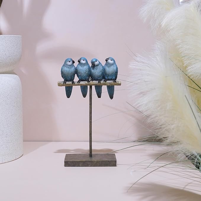 Braxio Bird Figurines Home Decor – Resin Tabletop Blue Bird Decor for Shelf Table Desk Modern Decorative Accent for Living Room Bedroom Office 5.5 x 2.5 x 9.5 Inch