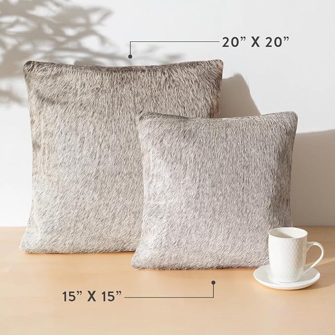 ecowhides 100% Genuine Brazilian Cowhide Pillow Cover – Luxury Leather Decorative Cushion for Rustic & Western Home Décor