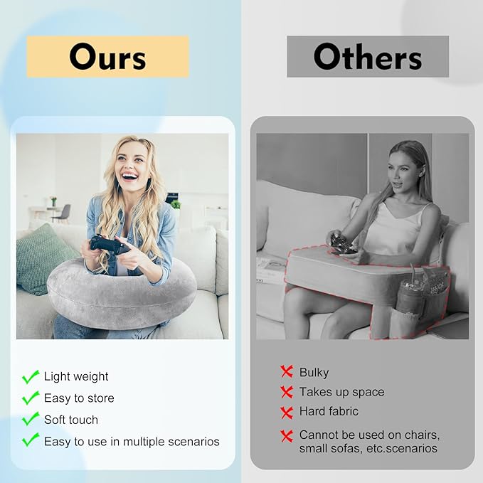 vamorry Gaming Pillow Arm Support Pillow for Bed & Sofa: Ergonomic U-Shaped Lap Pillow with Elbow Rest for Adults & Kids - Reduces Arm Pain & Fatigue During Gaming, Reading, Working & Crocheting