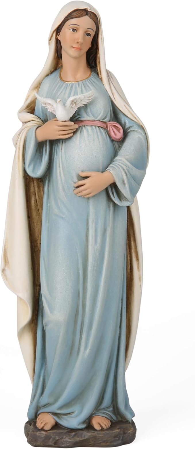 BC Catholic Pregnant Mary Mother Statue, 8.4" H Expectant Mary Figure, Hand Painted Religious Gifts for Pregnant Women,Devoted Home Decor, Classical Renaissance Sculpture by Buildclassic