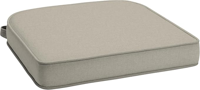 Arden 20x19 Luxury Foam Outdoor Double Welted Round Back Seat Cushion, Made with PROFOAM, Performance Fabric, Rain-Proof, Fade Resistant, Heathered Taupe Woven Solid