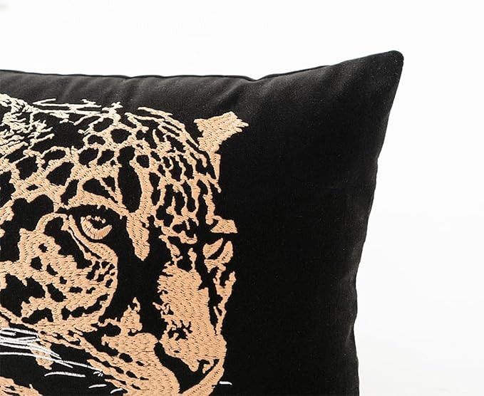 Croker Horse 12x20'' inches Throw Pillow Cushion Covers - Gold Embroidery Leopard Cheetah Luxury Modern Style Couch Sofa Pillow Cover for Living Room Bedroom