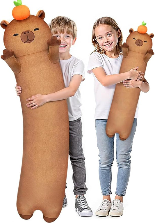 Mewaii Long Capybara Plush 5 Sizes, 120% Extra Filling Giant Plushness Kids Body Pillow, Kawaii Cute Capybara Stuffed Animals Plushies, Big Long Body Pillow Cat Plush Gift for Girls 44”
