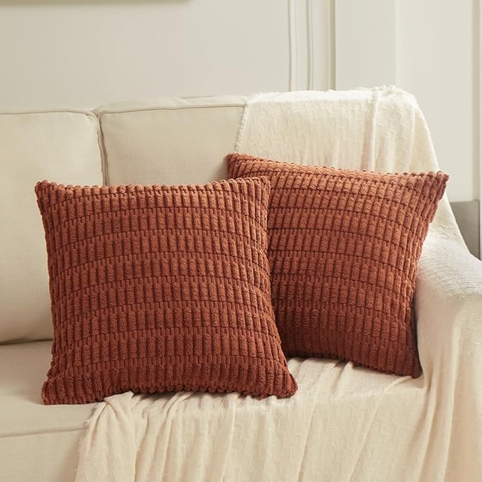 Fancy Homi 4 Packs Decorative Throw Pillow Covers for Living Room Couch Bed, Modern Farmhouse Boho Home Décor Accent Cushion Case, 24" x 24" (Pack of 4), Rust