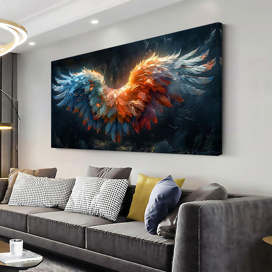 LASMOND Beautiful Colorful Angel Wings Religion Wall Art Decor Artwork for Girls Room Bedroom Living Room (58x28 Inches)