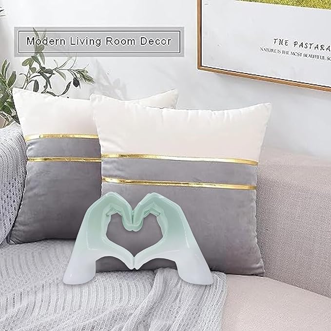 MOYI Gradient Blue Decor for Living Room Bedroom Bookshelf Coffe Table, Heart Hands Statue Shelf Decor,Love Finger Aesthetic Boho Wedding Accents Decorations, Knick Knacks Home Decor for Shelves