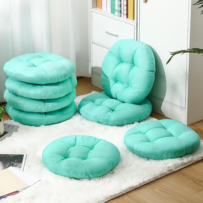Fumete 8 Pcs 16 Inch Floor Cushions Pillow for Kids Bulk Classroom Round Flexible Seating Floor Cushions for Students Home Daycare School Reading Corner Yoga Meditation Picnic (Mint Green)