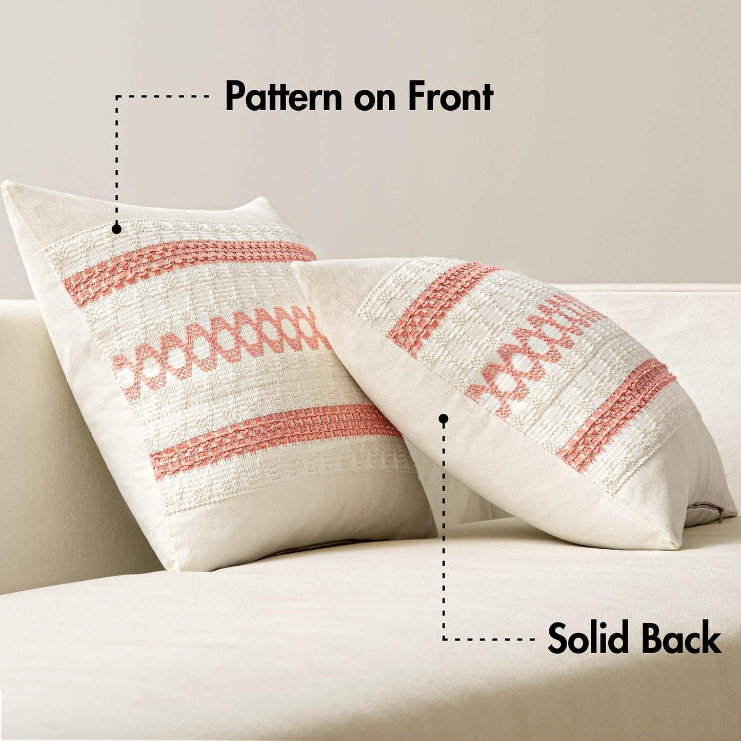 MIULEE Set of 2 Coral Red Boho Decorative Lumbar Pillow Covers 12x20 Inch Farmhouse Rustic Couch Throw Pillows Modern Summer Cushion Covers Retro Cute Macrame Woven Home Decor for Bed Sofa Chair