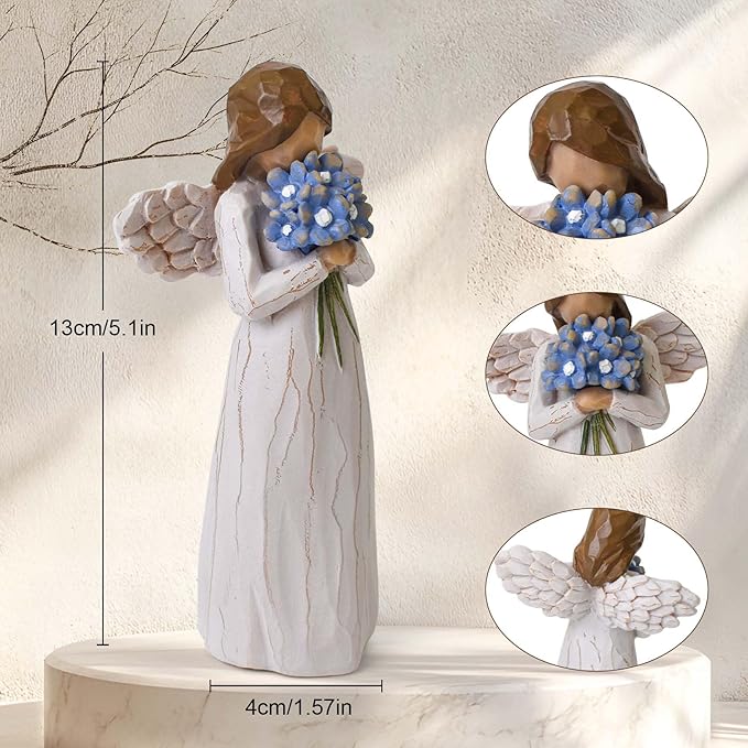 Forget Me Not Guardian Angel Figurines, Sympathy Gifts for Loss of Loved One, Miscarriage Gifts for Mothers, Sculpted Hand-Painted Statue for Home Decor Ornament