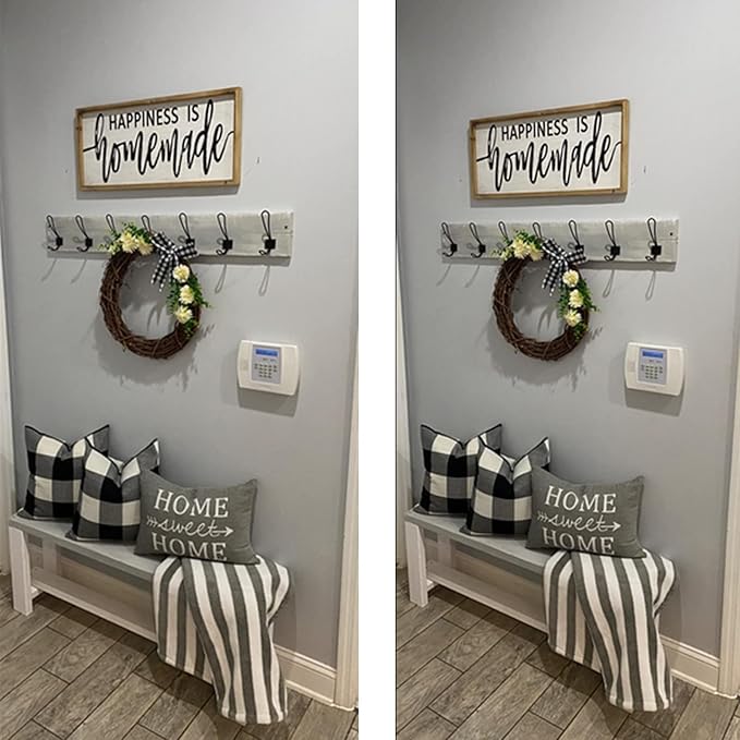 VAKADO 22x22 Set of 2 Black White Buffalo Plaids Decorative Throw Pillow Covers Outdoor Fall Farmhouse Retro Boho Square Cushion Cases Halloween Home Decor Classic Rustic Check for Porch Couch Patio