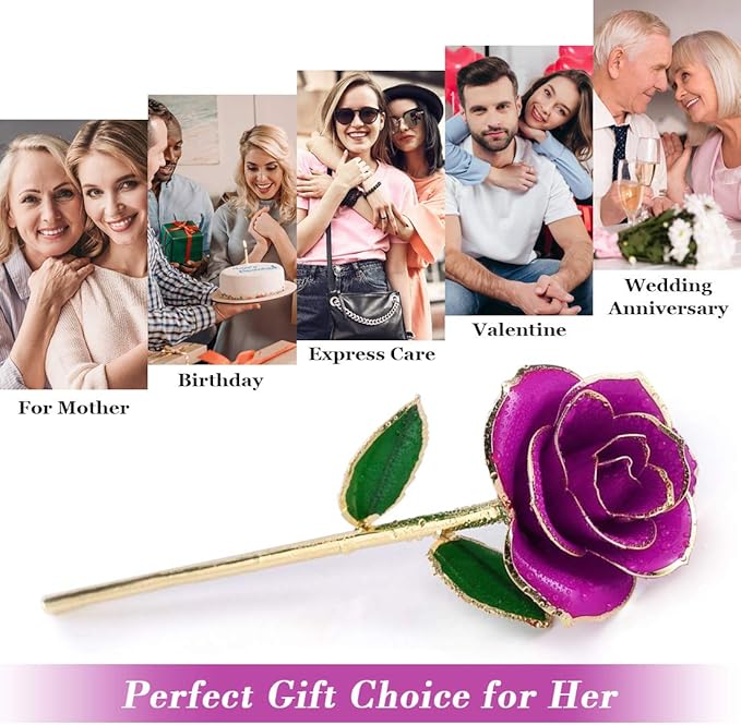 Ejoyous Gold Plated Rose 24K, Forever Preserved Real Rose Lover Mom Wife Daughter Girl Friend, Unique Present on Mother's Day, Wedding Anniversary, Birthday, Proposal, Reward (