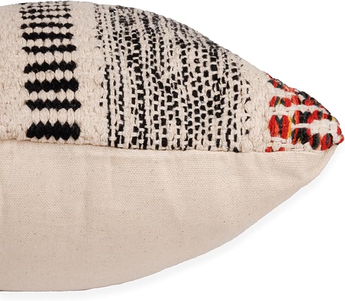 REDEARTH · Boho Textured Throw Pillow Cushion Covers - Lumbar Woven Tufted Decorative Farmhouse Cases Set for Couch, Sofa, Bed, Chair, Dining, Patio, Outdoor; 100% Cotton (12"x20", Multi) Pack of 2