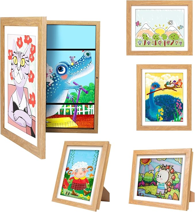 [3-Pack] Kids Artwork Frames Changeable - Kids Art Frame,Front Opening Holds 150,Children Art Projects Kids Art Frames,10x12.5 Picture Frame for Display Kid Art Work,With Storage(Black)