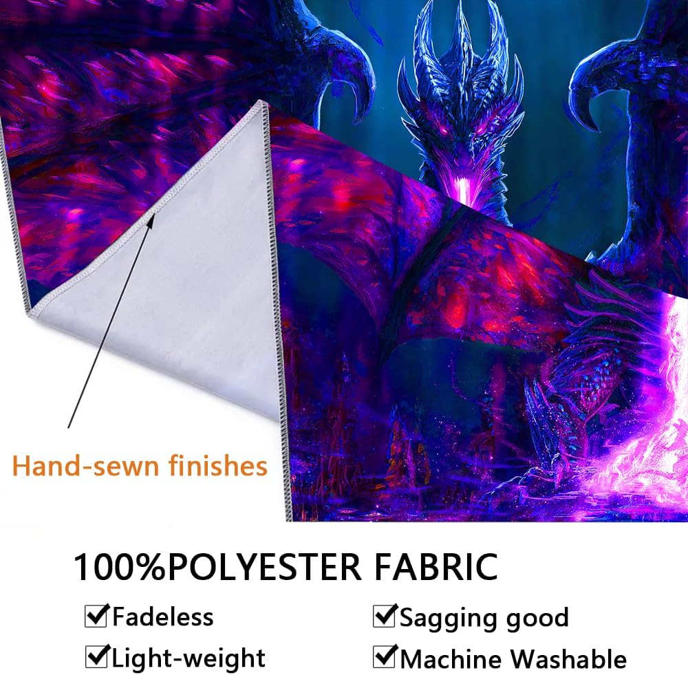 ADDWel Blacklight Dragon Tapestry, Cool Evil-Dragon Tapestry Glow In The Dark, UV Reactive Black Light Posters Wall Hanging for Bedroom Dorm Living Room Backdrop Decor