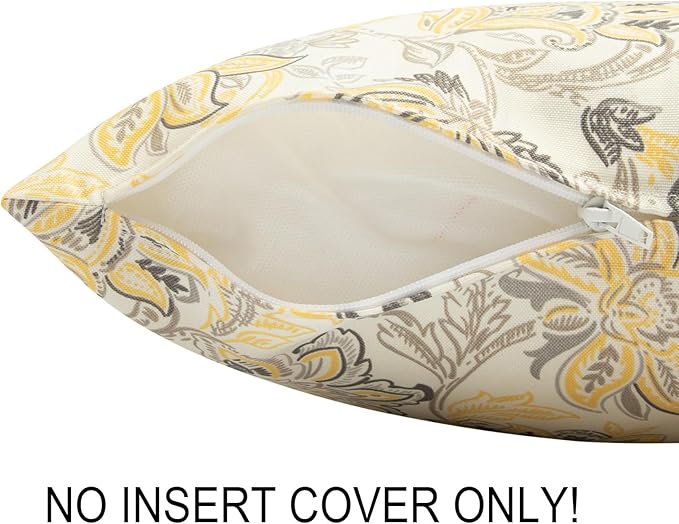 FUNHOME Waterproof Outdoor Throw Pillow Covers Set of 2,Home Decor for Garden Patio Furniture,Couch,Sofa 18 x18 Inch Decorative Pillows Cover Only,NO Insert(Yellow Flower)