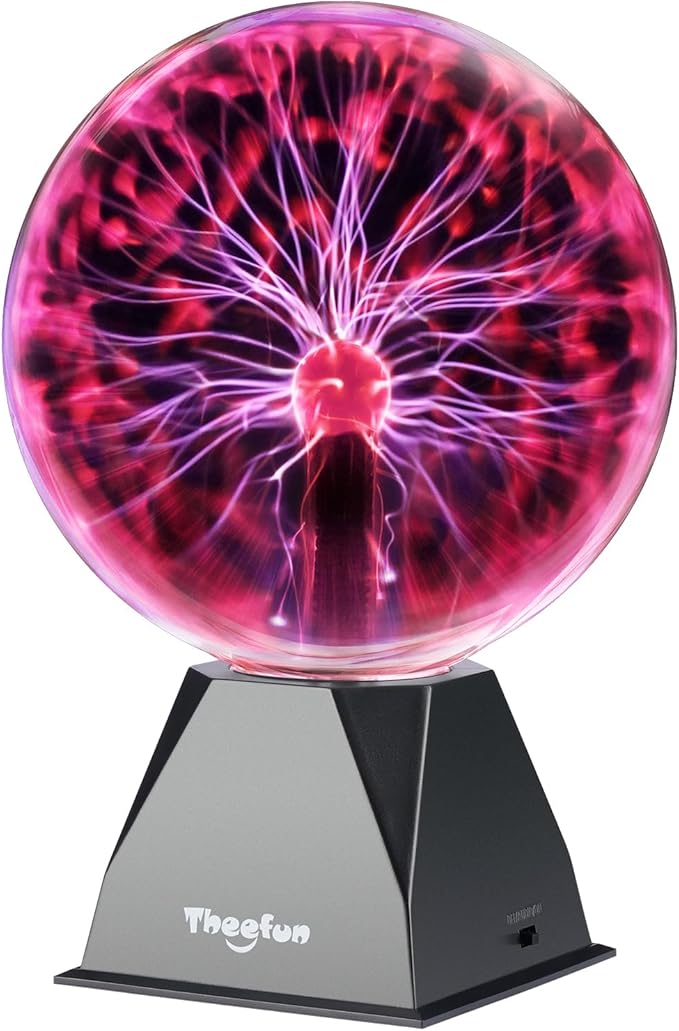 Theefun Plasma Ball: 8 Inch Huge Plasma Globe Birthday Gifts Touch & Sound Sensitive Ball Lamp Electric Lightning Novelty Light for Parties, Home, Prop, Room Decoration