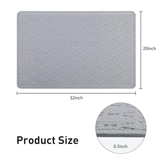 KOOTETA Non Slip Stair Treads Landing Rug for Wooden Steps Indoor, 20"X32" Landing Slip Resistant Stair Rugs for Kids and Dogs, Polyester Stair Landing Mat,Grey