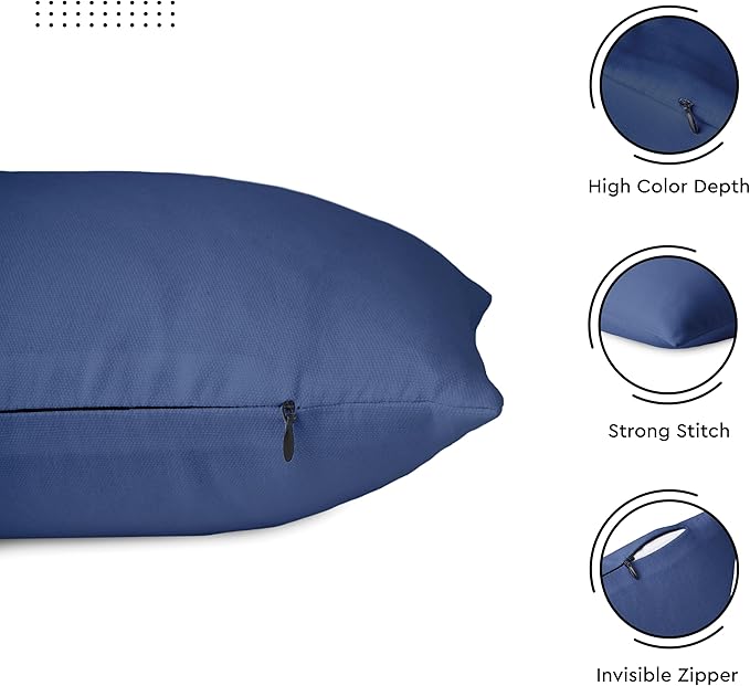 Encasa XO Throw Pillow Covers 18x18 in Set of 2 Cobalt Blue | No Inserts | Cotton Pillow Covers for Living Room, Bed, Sofa, Couch | Decorative Cushion Covers with Improved Zipper
