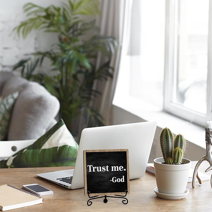 Home Decor, Farmhouse Shelf Decor For Living Room, Boho Aesthetic Table Decorations, Christian Gifts For Women Men, Entryway Tv Stand Fireplace Mantle Coffee Table Decoration (trust-01)