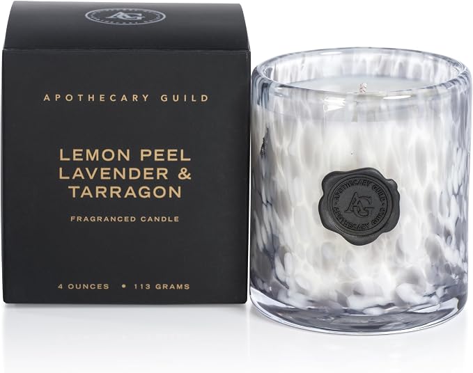 Zodax Apothecary Guild Scented Opal Glass Jar Candle in Gift Box - 4 oz - Lemon Peel, Lavender & Tarragon