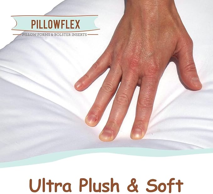 Pillowflex Synthetic Down Pillow Insert - 14x28 Down Alternative Pillow, Ultra Soft, Large Rectangle Body Sleeping Pillow, Lumbar, Long, Back - 1 Decorative Pillow Form