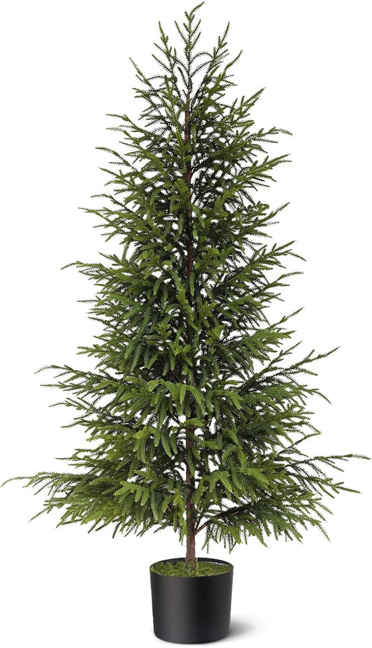 4ft Christmas Norfolk Pine Tree Artificial Christmas Tree Faux Potted Plants for Front Porch Christmas Indoor Outdoor Decor
