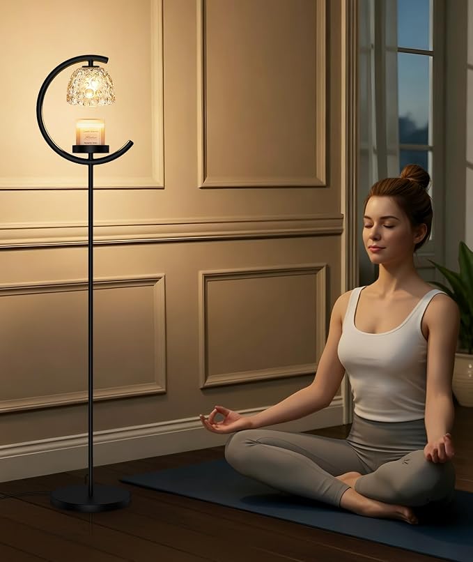 seenlast Candle Warmer Floor Lamp with Timer and Dimmer | Standing Electric Wax Melt Warmer for Home Decor, Living Room & Bedroom | Birthday Gifts for Women, Mom & Girlfriend