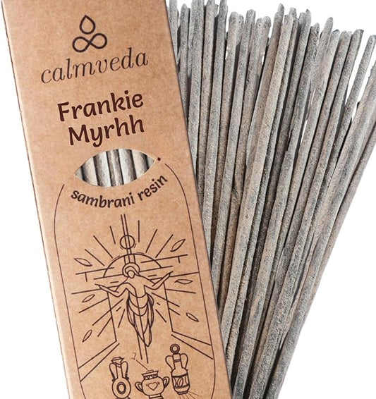 Organic Frankincense Resin Incense Sticks - (24+ Smudge Incense, 9 Inches) Thick Church Incense for Catholic Worship with Frankincense & Myrrh Resin (Loban Olibanum Incense)