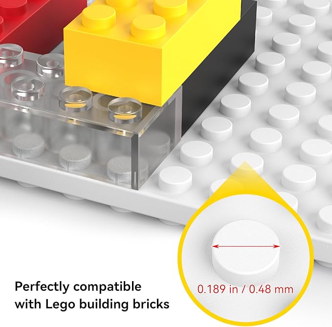 BlissBox 12-Pack Floating Shelves for Wall Compatible with Lego Building Bricks, 5x5.5inch Dual‑Sided 16x17 Studs for Toy Brick Storage and Display, ABS Display Shelves for Room Decor, White